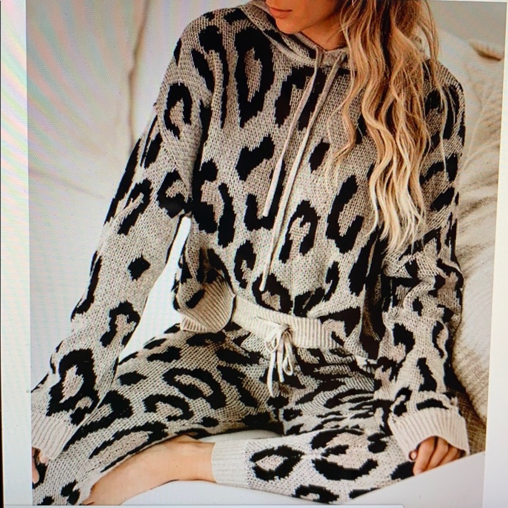 Vici Dolls leopard knit joggers and hoodie set - Picture 6 of 7